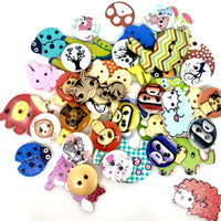 50 pcs Cute Animals Theme Wood Buttons for Sewing and Craft Embellishment