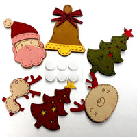 6x Faux Suede Christmas Patches with Free Magic Tape for Multi Use Crafting