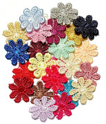 24x Colourful Daisy Flower Machine Embroidered 25mm AB Sew-On Applique Patch