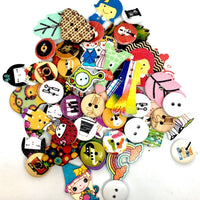 50pcs Wood Buttons Cartoon Various Design  Sewing Craft Embellishment