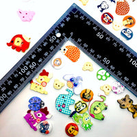 50 pcs Cute Animals Theme Wood Buttons for Sewing and Craft Embellishment