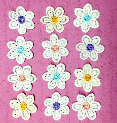 12x Big Flower 35mm Embroidered Giupure Sew on Applique Patches for Craft