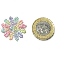 24x Pastel Rainbow Colour Daisy Flower 25mm Sew-On Applique