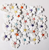 24x White 25mm Heart Petals Multi Colour Center Embroidered Applique Patch