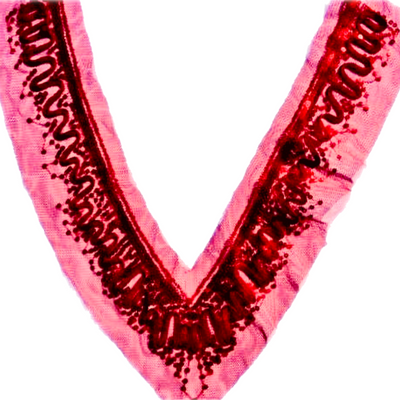 1x Dark Red with Sequin Lace Blouse Motiff Collar Applique Trim 30cm x 25cm