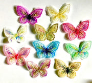 10x Vibrant Colour Butterfly Embroidered Sew-On Glue-On Appliqué Patch