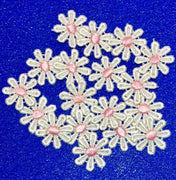 24x White Daisy Flower with Pink Center Embroidered Sew On Applique Patch