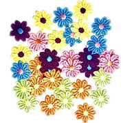 24x Multicoloured Daisy Flower Machine Embroidered 25mm Sew-On Applique Patch