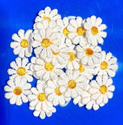24x White Daisy Flower w/ Light Orange Centre Embroidered Sew On Applique Patch