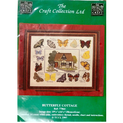 The Craft Collection Butterfly Cottage 14 Count 50 x 42 cm Cross Stitch Kit