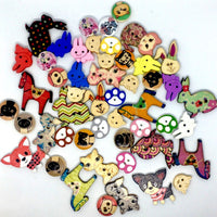 50pcs Wood Buttons Pet Animals Various Design for Sewing Craft Embellishment