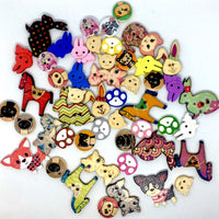 50 pcs Cute Pets Theme Wood Buttons for Sewing and Craft Embellishment