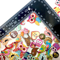 50pcs Wood Buttons Birds Various Design for Sewing Craft Embellishment