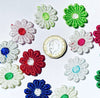 24x Multicoloured Daisy Flower Machine Embroidered 25mm Sew-On Applique Patchi