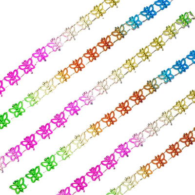 3x yards Colourful Metallic Effect Butterfly Trim 8mmx12mm