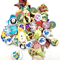 50 pcs Ocean Creatures Theme Wood Buttons for Sewing and Craft Embellishment