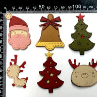 6x Faux Suede Christmas Patches with Free Magic Tape for Multi Use Crafting