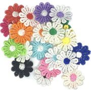 22x Multicoloured Daisy Flower Machine Embroidered 25mm Sew-On Applique Patchi