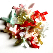 35x Multi Colour Polyester Satin and Metallic Mini Ribbon Bow for Crafts