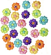 24x Multicoloured Heart Flower Machine Embroidered 25mm Sew-On Applique Patchi