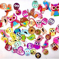 50 pcs Birds Theme Wood Buttons for Sewing and Craft Embellishment